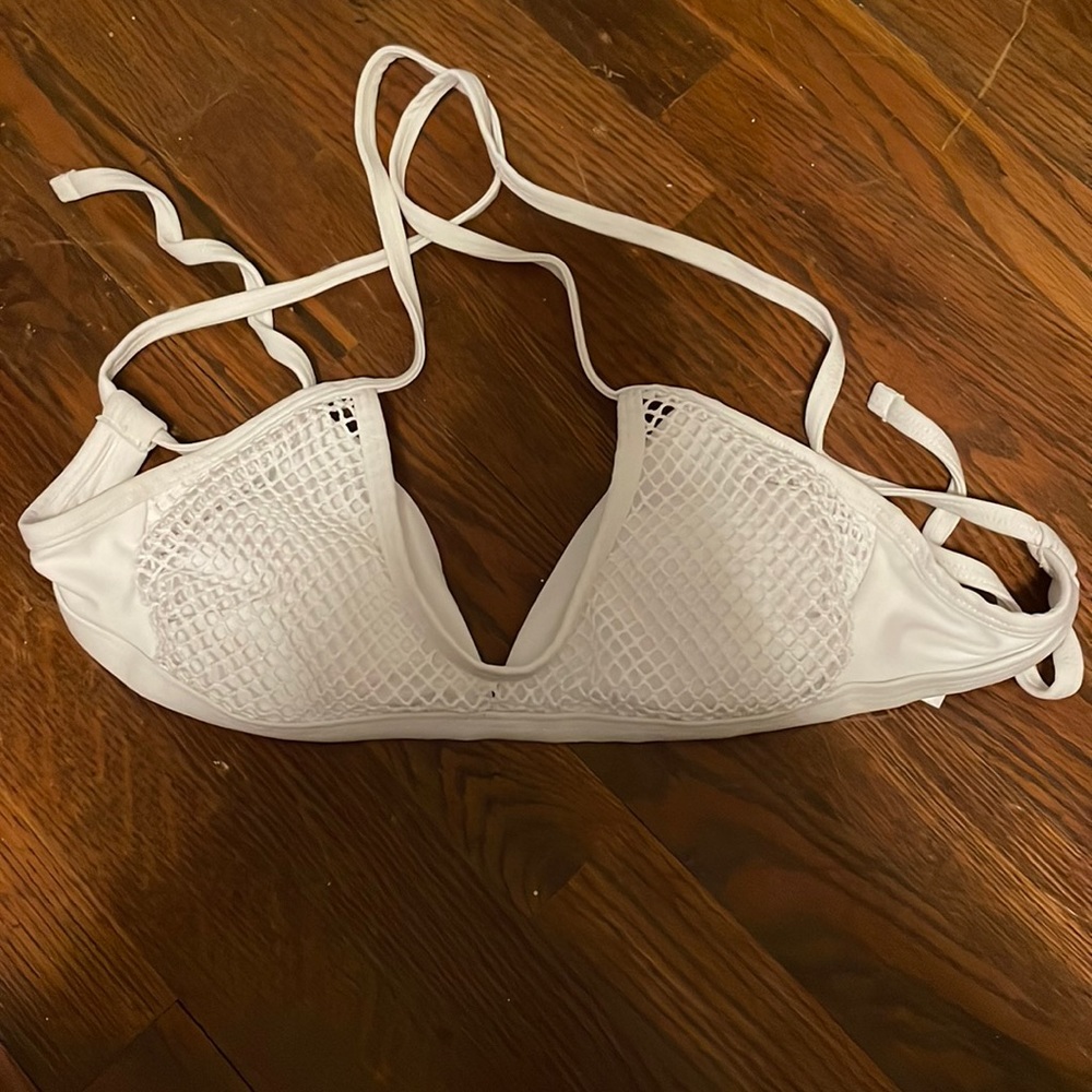 Xhilaration, White Mesh Swim Top